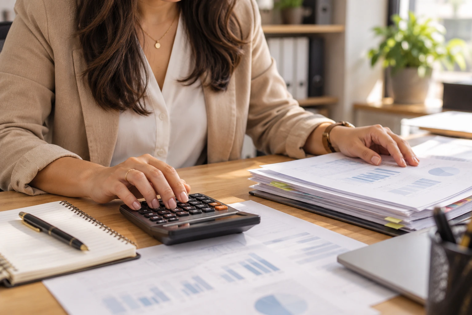 Profesional calculando la declaración de renta